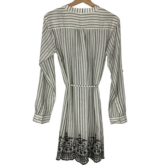 Seafolly Linen Striped Eyelet Trim Beach Cover Up Dress Women's Size Small - Picture 2 of 3